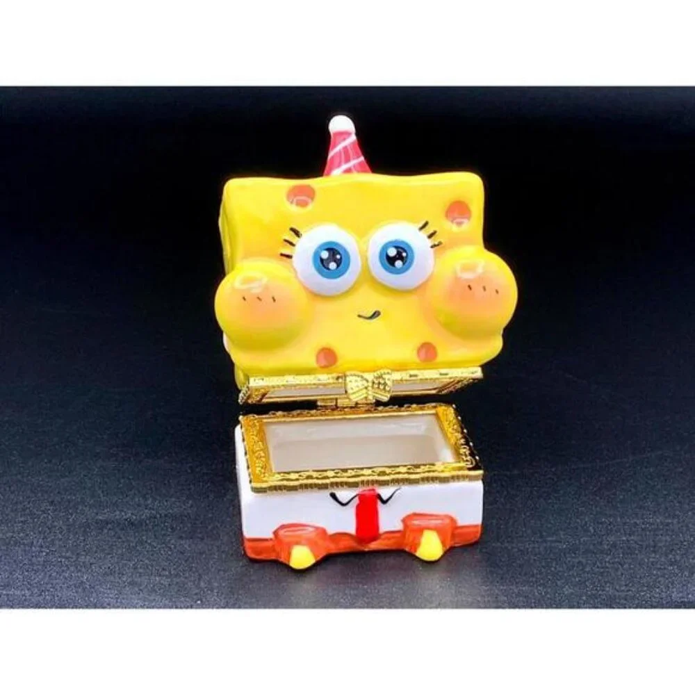 SpongeBob SquarePants Birthday Trinket Box - Ceramic Cartoon Jewelry Holder - Picture 2 of 4